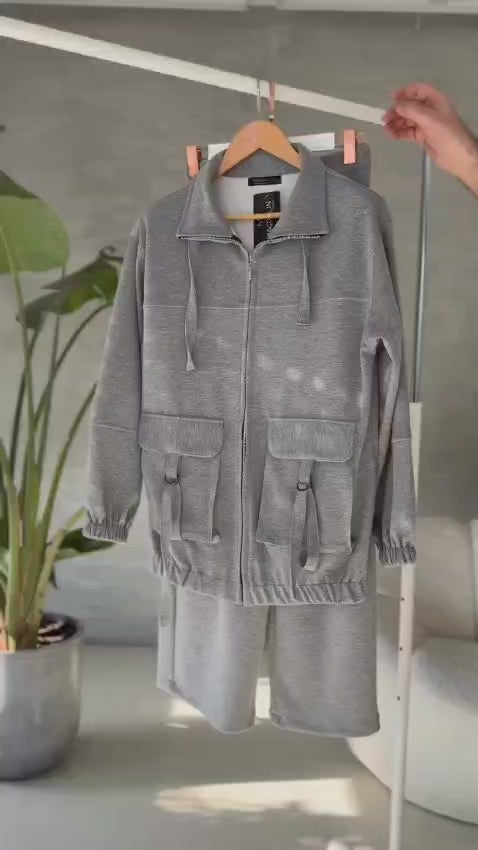 SS-111 Oxfona 6-Pocket Cargo Style 2-Pcs Winter Co-Ord Set